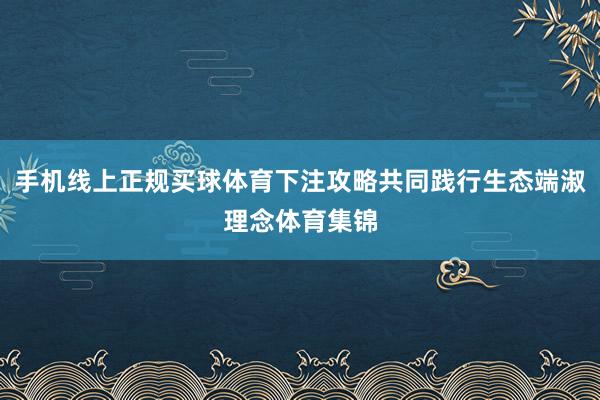 手机线上正规买球体育下注攻略共同践行生态端淑理念体育集锦